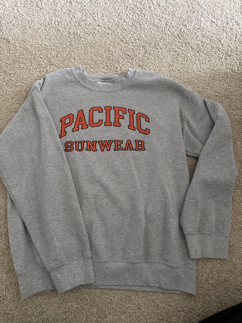 Pacific Sunwear Gray Crewneck with Orange Lettering